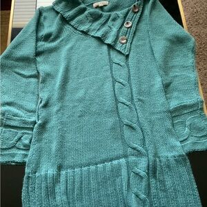 Poof Excellence Teal Cowl Neck Sweater